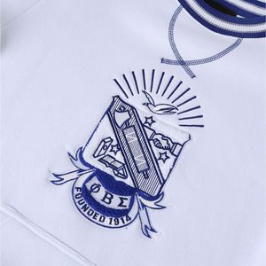 เสื้อคอกลมลายปักสีขาว Phi Beta Sigma สำหรับผู้ชาย ทรงพอดีตัว ผ้าพรีเมียม เสื้อผ้าสำหรับสมาคมพี่น้องชาวกรีก ชุดลำลอง - Product Image 4