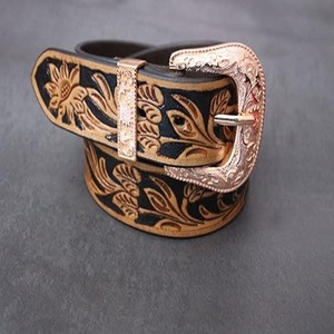 Ceinture en cuir de cowboy et cowgirl de style western haut de gamme, sculptée à la main, longueur personnalisée, ceinture unisexe tendance, vente en gros - Product Image 4