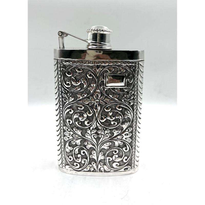 Petaca de Metal de Diseño Antiguo con Acabado Plateado de Primera Calidad, Forma y Tamaño Personalizados, para Guardar Whisky - Product Image 2