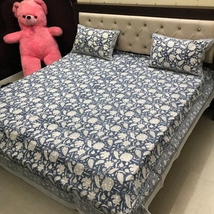 Sábana de algodón de diseño indio con 2 fundas de almohada sábana impresa con bloque de mano para decoración del hogar - Product Image 4