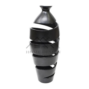 Vase à fleurs pour salon meilleure vente métal aluminium décor à la maison couleur noire antique finition Vases de table - Product Image 1