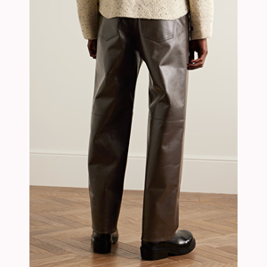 Pantalones de Hombre JAYCAN SPORTS de Cuero Sintético Transpirable y Ecológico para Invierno, Corte Recto Relajado, Pliegues Delanteros, Cintura Media - Product Image 3