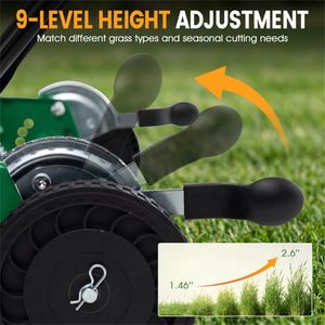 Tagliaerba Manuale a Spinta da 18 Pollici con 5 Lame, Regolazione Altezza a 4 Livelli, Robot Verde per Giardinaggio Fai-da-te con Raccoglierba Integrato - Product Image 4