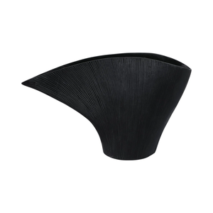 Minimalist Black Metal Vase with Ribbed Design for Tabletop Flower Arrangement Wedding Decor - Product Image 4