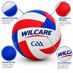 Balón de fútbol gaélico oficial WILCARE GAA, tamaño 4, verde, blanco y plateado, de cuero sintético, para partidos. - Product Image 2