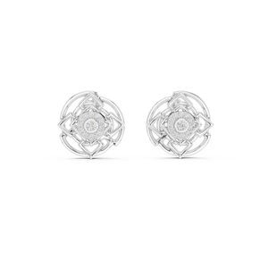 Juego de pendientes de diamantes cultivados en laboratorio con halo calado estilo vintage, engastados en oro blanco de 18 quilates, para compromiso, boda, fiesta, regalo de San Valentín, uso diario - Product Image 1