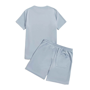 Nouvel ensemble décontracté d'été pour homme : T-shirt tricoté écologique à imprimé lettres et short de sport à manches courtes (2 pièces) - Product Image 2