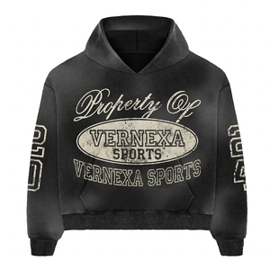 เสื้อฮู้ดดี้พิมพ์ลาย Vernexa คุณภาพสูง สไตล์ลำลอง สตรีทแวร์ สำหรับผู้ใหญ่ ทรงหลวม สีซันเฟด มีกระเป๋าข้าง - Product Image 1
