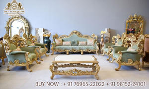 Ensemble de canapés en platine au design exquis, style italien, sculpté à la main, meubles de salon, finition argentée, artisanal, ensemble de canapés 11 places - Product Image 4