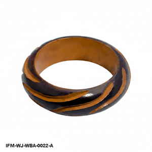 Brazalete de Madera Tallado a Mano, Acabado en Dos Tonos: Ébano Oscuro y Madera Natural, Joyería Étnica Boho - Product Image 5