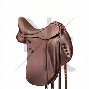 Silla de Doma Profesional de Cuero Genuino, Asiento Profundo Cómodo, Silla de Montar Inglesa con Estructura de Madera y Herrajes Niquelados - Product Image 6