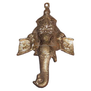 Special Quality of Hanging Brass Ganesha <b>Face</b> Hanging Brass Statue in Natural buff <b>Polish</b> in Gold <b>Face</b> - Product Image 1