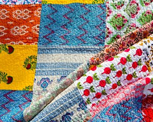 Wholesale Handmade Patchwork pure Cotton <b>Bed</b> Cover Reversible Quilted <b>Block</b> Print Bedspread Boho Bedding Blanket Home Decor ODM - Product Image 3