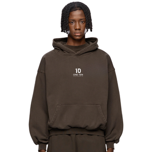 เสื้อฮู้ดดี้ฟลีซฟอกสีสำหรับผู้ชาย ทรงหลวม สไตล์สตรีท รับผลิตแบบ OEM ODM พร้อมสกรีนโลโก้ - Product Image 1
