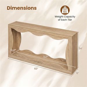 "Wavy <b>Pine</b> <b>Pine</b> Entryway <b>Table</b> with 2 Tier Storage Shelf & Extra Long Design" - Product Image 5