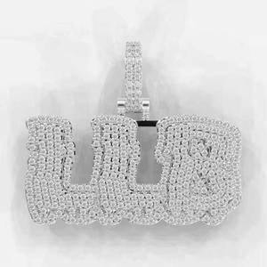 Colgante de Lujo con Letra ULB, Acabado Blanco, Joyería Hip Hop, Moissanita con Referencia Mo, Amuleto con Nombre Personalizado - Product Image 6