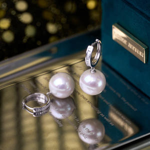 Boucles d'oreilles pendantes en perles naturelles de 925, fabrication artisanale exquise, double perle avec tempérament, forme impeccable de 8 à 10 mm - Product Image 3