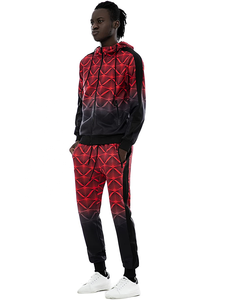 ชุดวอร์มมีฮู้ดสำหรับผู้ชาย,ชุดวอร์มเข้ารูปแบบมีซิปด้านหน้าพิมพ์ลายฤดูใบไม้ร่วงเสื้อกีฬาแขนยาว2ชิ้น - Product Image 5