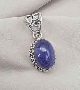Pendentif Cabochon Tanzanite Naturelle en Argent Sterling 925 Fait Main, Bijou en Pierre Précieuse Bleu Violet, Cadeau - Product Image 1