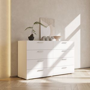 Commode à 8 tiroirs pour sous-sol, meuble de rangement large blanc pour entrée de maison - Product Image 3