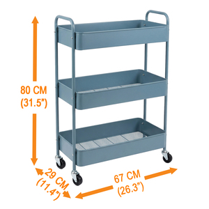 Carrito Metálico de 3 Niveles Resistente con Ruedas, Hecho en Taiwán |   Organizador de Almacenamiento con Ruedas y Malla Ancha - Product Image 4