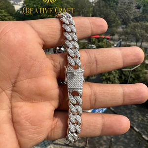 Bracelet chaîne à maillons créatif en moissanite VVS sertie de diamants pour homme, bijoux hip-hop, 10 mm, or, argent 925, bijoux de fête - Product Image 1