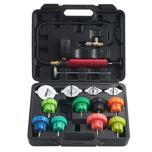 Kit Tester Pressione Radiatore Universale 14 Pezzi per Auto, Tappi di Prova in Acciaio Codificati a Colori, Pompa Manuale - Product Image 1