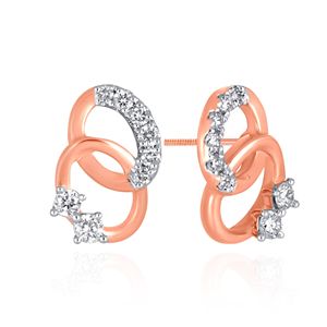 18K Rose Gold Interlocking Loop <b>Stud</b> <b>Earrings</b> Round Cut Lab Grown Diamond Luxury Fine Jewelry for Women - Product Image 3
