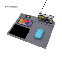 CARDSILK usine OEM poste de travail numérique bundle souris de charge sans fil avec tapis de souris, support de téléphone bloc-notes numérique