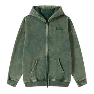 Fournisseur direct d'usine : Sweat à capuche d'hiver tendance en coton mélangé délavé à l'acide, avec intérieur en polaire doux, coupe classique - Product Image 1