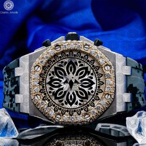 Reloj de Lujo Charm Jewels de Acero Inoxidable, Analógico de Cuarzo, Esfera Cuadrada de 43 mm, Diseño Hueco, Estilo Joyería de Moda para Hombre - Product Image 1