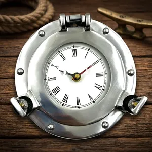 Reloj de Pared de Lujo con Diseño de Ojo de Buey Cromado, Estilo Náutico, Redondo, de Metal, Decorativo, Marítimo, para Hogar, Oficina, Sala de Estar - Product Image 2