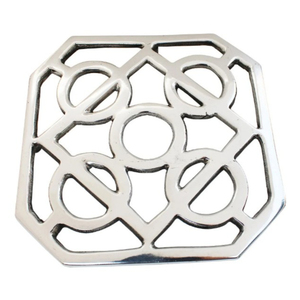 Decorative Square Aluminum Metal Trivet For Hot Dishes Heat Resistant Countertop Protector Pot <b>Stand</b> Elegant Scroll Pattern - Product Image 1
