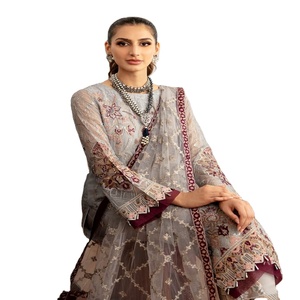 Ramsha Vol R-11 Elegante Vestido Maxi de Chifón de 3 Piezas, Estilo Lujoso, Ropa de Fiesta India y Pakistaní para Mujer, Bordado Étnico - Product Image 1