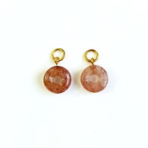 Natural <b>Strawberry</b> Quartz Donut Shape Carved Gemstone 15mm Gold Plated Pendant Necklace Charm Loose Stones For Jewelry Making - Product Image 4