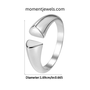 Anillo Ajustable de Plata de Ley 925 con Diseño Geométrico y Corazón Abierto, Moderno, para Regalo de Boda para Mujer - Product Image 1