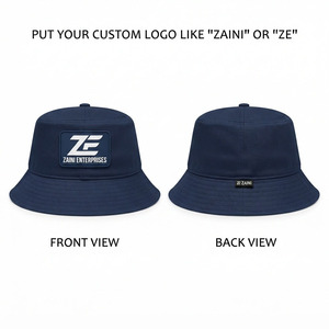 Chapeau Bob Homme en Sergé de Coton 240 GSM, Couronne Multi-Panneaux Bleu Marine, Patch Logo Personnalisé en Caoutchouc PVC, Chapeau de Soleil Respirant de Qualité Supérieure - Product Image 1