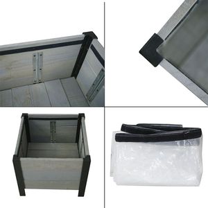 Jardinière en bois carrée de haute qualité pieds en acier revêtus de poudre support de Pot de jardin surélevé amovible extérieur pour la maison - Product Image 4