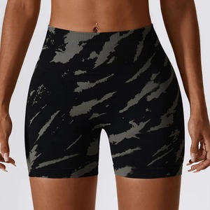 Shorts de Yoga para Mujer con Costuras en Contraste y Aberturas Laterales, Shorts Deportivos Casuales de Verano para Correr, Hacer Ejercicio, Fitness, Cintura Alta, Estilo Retro, para Gimnasio - Product Image 1