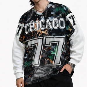 เสื้อฟุตบอลอเมริกันแบบตาข่ายขายส่งสำหรับทุกเพศ แขนยาว สไตล์สตรีทแวร์ ผ้าเนื้อสัมผัสพิเศษ ระบายอากาศได้ดี ชุดทีม รับผลิตตามแบบ OEM - Product Image 1