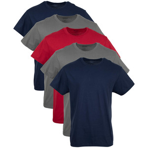T-shirt à manches courtes pour homme, 100% coton, col rond, couleur unie, coupe classique, jersey décontracté, haut uni en bleu marine, gris, rouge - Product Image 3