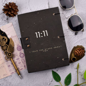 <b>A5</b> Minimal Starry Sky Handmade Paper Journal | Eco Friendly Hardcover Lock Diary <b>Notebook</b> with Cosmic Theme Gift Set for Writing - Product Image 2