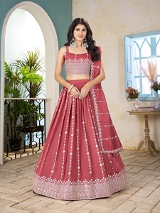 Women's Micro Silk Lehenga Choli with Sequenced Thread Floor-Length Elegant Design Quick Dry for Wedding & Party Occasions - Product Image 3