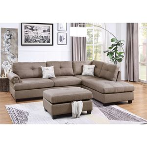 Divano Sezionale Contemporaneo a 3 Posti in Tessuto Mocha Dorris con Chaise Longue Reversibile e Cuscini per Soggiorno - Product Image 4