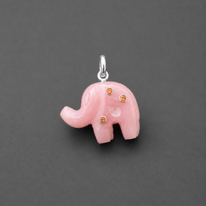 Natural Blue Opal Elephant Pendant Silver Plated Hand Carved Gemstone <b>Animal</b> Charm Healing <b>Crystal</b> Totem Necklace - Product Image 2