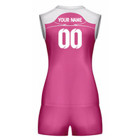 Set Jersey Voli Tanpa Lengan Wanita, Kerah V, Sublimasi, Menyerap Keringat, Atasan Atletis, Seragam Voli Unisex