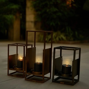 Rectangular Metal <b>Lantern</b> <b>Set</b> with Heat Resistant Design for Home Decoration - Product Image 1
