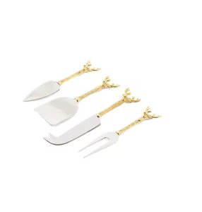 Ensemble de couteaux à fromage et à beurre en métal au design unique, avec manche en émail noir, pour le petit-déjeuner, le pain et les ensembles fromage - Product Image 6