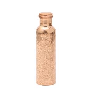 Bouteille d'eau en cuivre gravée de luxe, anti-fuite, 1000 ml, écologique, avec poignée, pour la santé ayurvédique, bureau, maison, salle de sport - Product Image 1