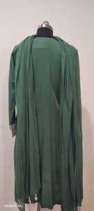 Women's Green Rayon <b>Abaya</b> With Embroidered Sleeves And Slit Hem For <b>Prayer</b> Modest Floor Length Loose Fit Middle East Style - Product Image 4